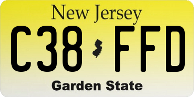 NJ license plate C38FFD