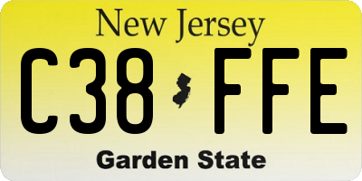 NJ license plate C38FFE