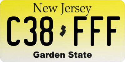 NJ license plate C38FFF