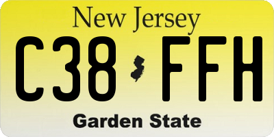 NJ license plate C38FFH