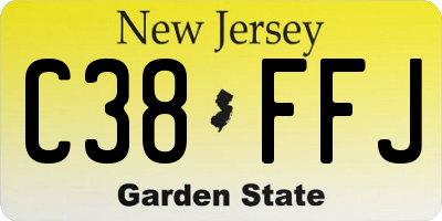 NJ license plate C38FFJ