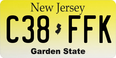 NJ license plate C38FFK