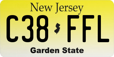 NJ license plate C38FFL