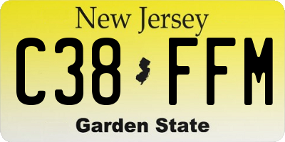 NJ license plate C38FFM