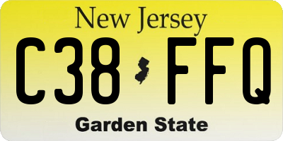 NJ license plate C38FFQ