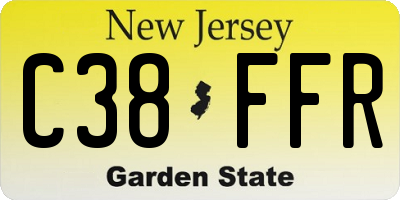 NJ license plate C38FFR
