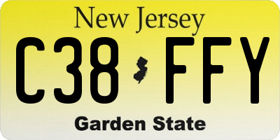 NJ license plate C38FFY