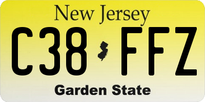NJ license plate C38FFZ