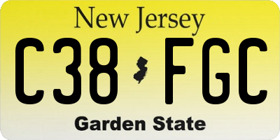 NJ license plate C38FGC