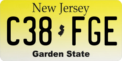NJ license plate C38FGE