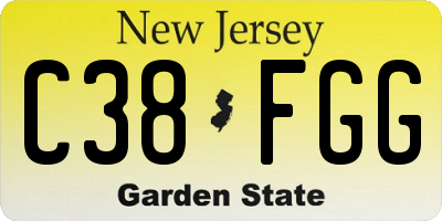 NJ license plate C38FGG