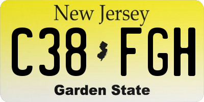 NJ license plate C38FGH