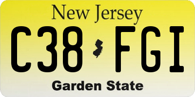 NJ license plate C38FGI