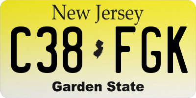 NJ license plate C38FGK