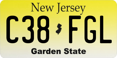 NJ license plate C38FGL