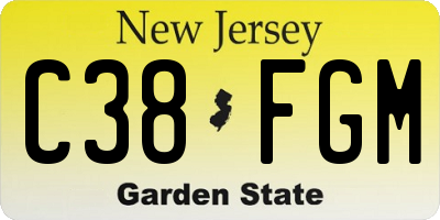 NJ license plate C38FGM