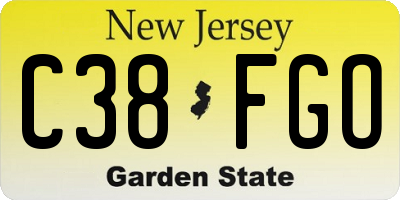 NJ license plate C38FGO