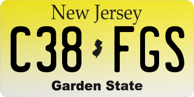 NJ license plate C38FGS