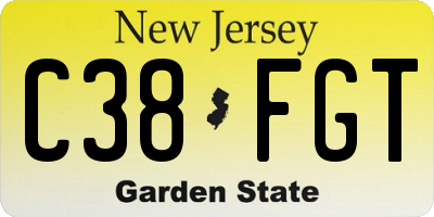 NJ license plate C38FGT