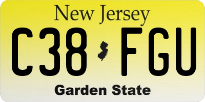 NJ license plate C38FGU