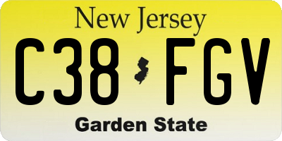 NJ license plate C38FGV