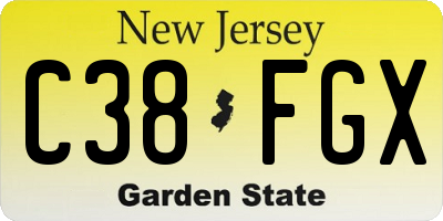 NJ license plate C38FGX
