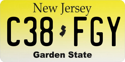 NJ license plate C38FGY