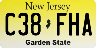 NJ license plate C38FHA