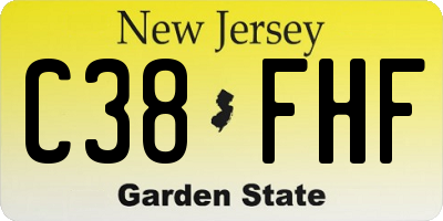 NJ license plate C38FHF
