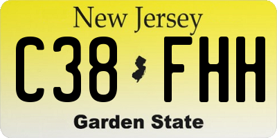 NJ license plate C38FHH