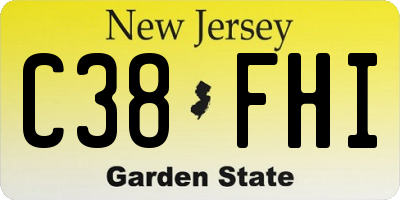 NJ license plate C38FHI