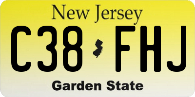 NJ license plate C38FHJ