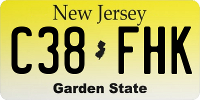NJ license plate C38FHK