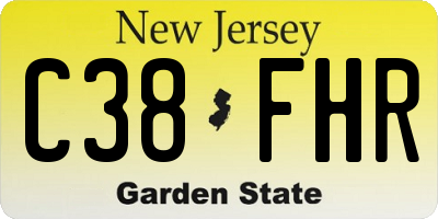 NJ license plate C38FHR