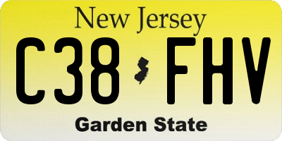 NJ license plate C38FHV