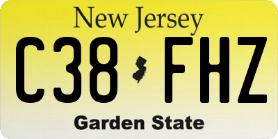 NJ license plate C38FHZ