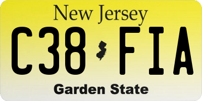 NJ license plate C38FIA