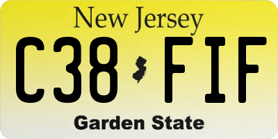 NJ license plate C38FIF