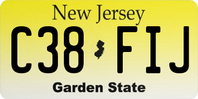NJ license plate C38FIJ