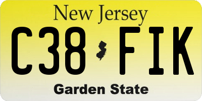 NJ license plate C38FIK