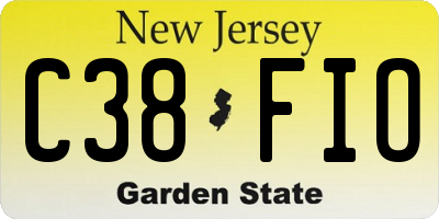 NJ license plate C38FIO