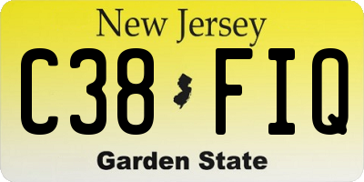 NJ license plate C38FIQ