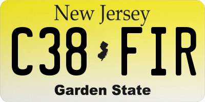 NJ license plate C38FIR
