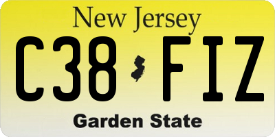 NJ license plate C38FIZ