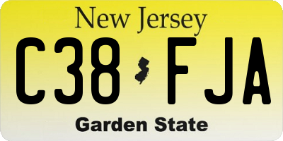 NJ license plate C38FJA