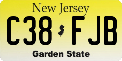 NJ license plate C38FJB