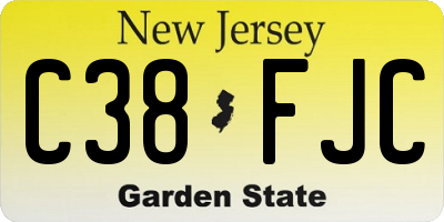NJ license plate C38FJC