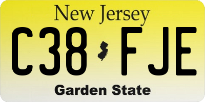 NJ license plate C38FJE