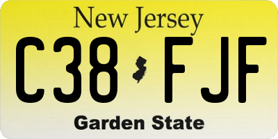 NJ license plate C38FJF