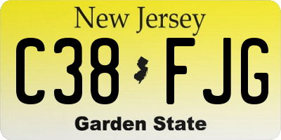 NJ license plate C38FJG